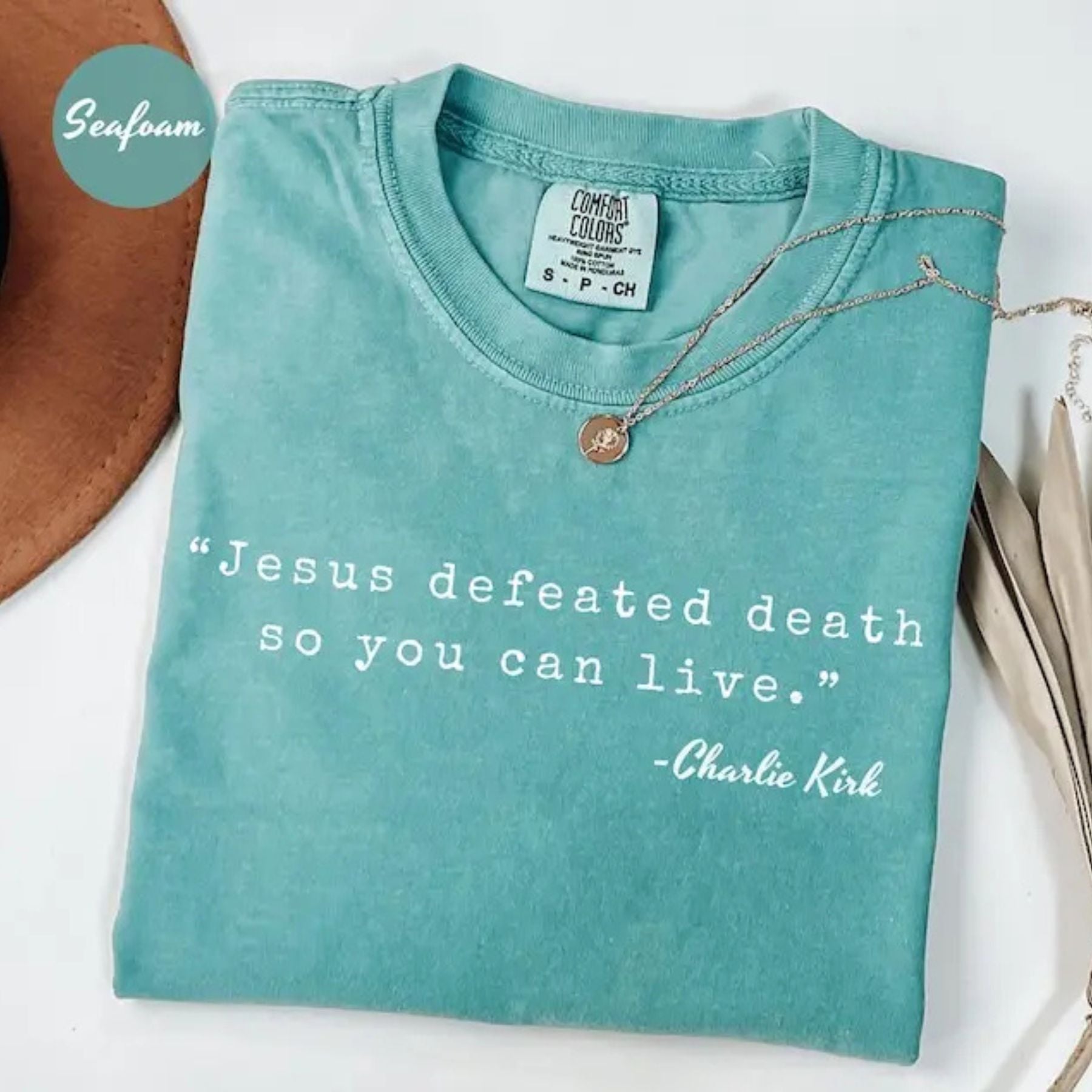 Charlie Kirk Shirt – 'Jesus Defeated Death' Republican Tee, Free Speech Support Shirt, Political Faith Apparel