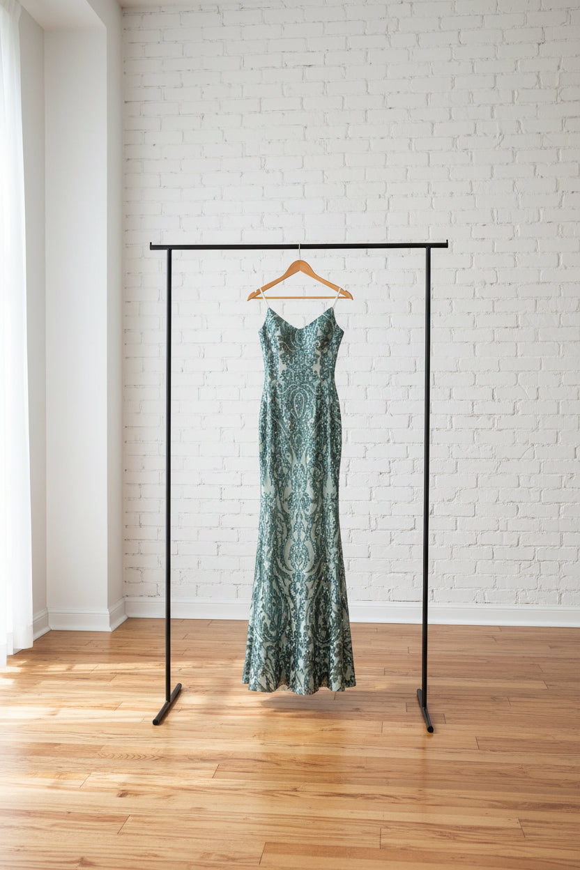 Elegant Sexy Sequined Evening Dress for Women Geometric Abstract Pattern Strap Dress for Women Prom Formal Gown