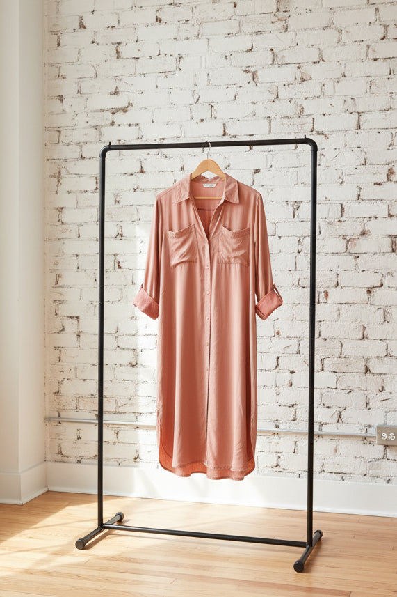 Button Down Long Sleeve Shirt Dress For Women – Casual, Timeless and Versatile Classic Shirt Dress for Year-Round Wear